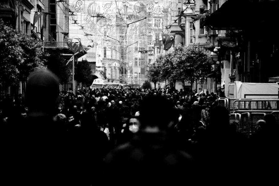Crowd people walking