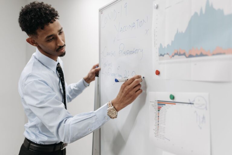 Researcher presenting data