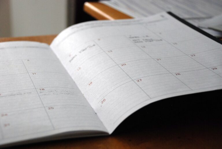 Calendar weekly schedule