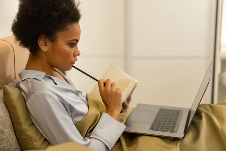 Person reading online