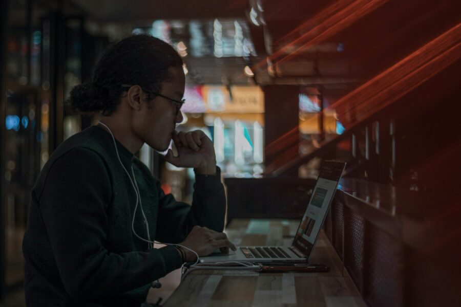 Student using laptop