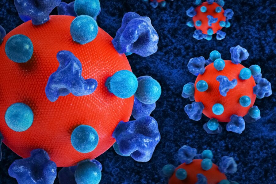 Virus particles electron