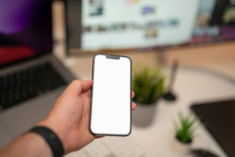 Hands holding smartphone