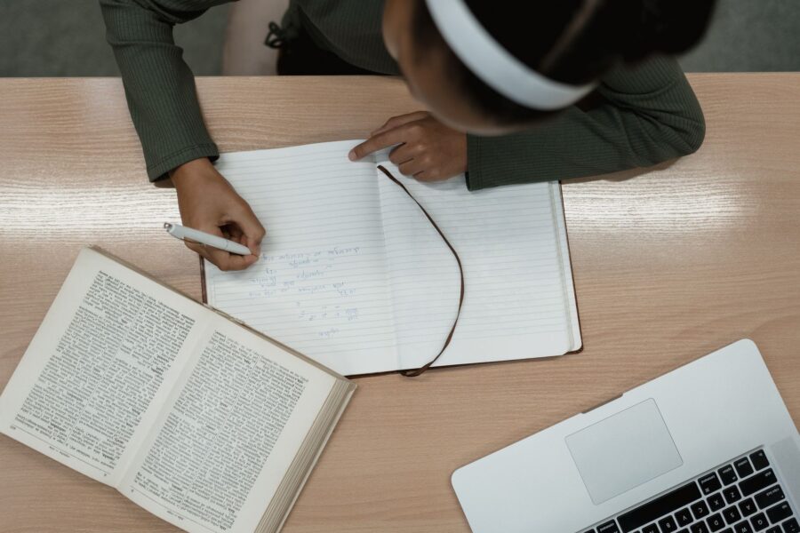 Student studying desk