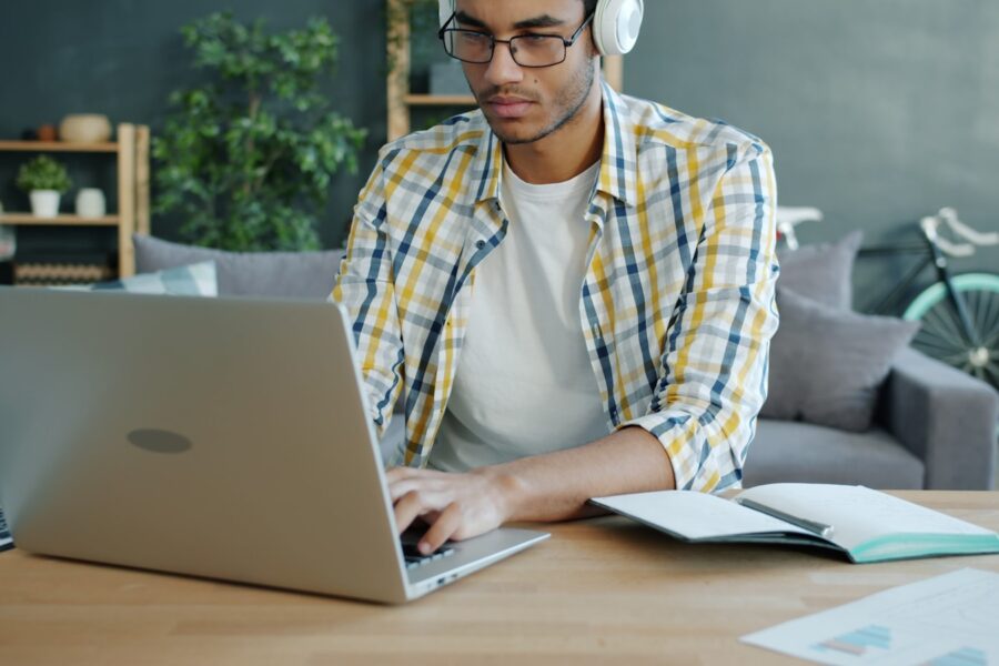 Student studying online