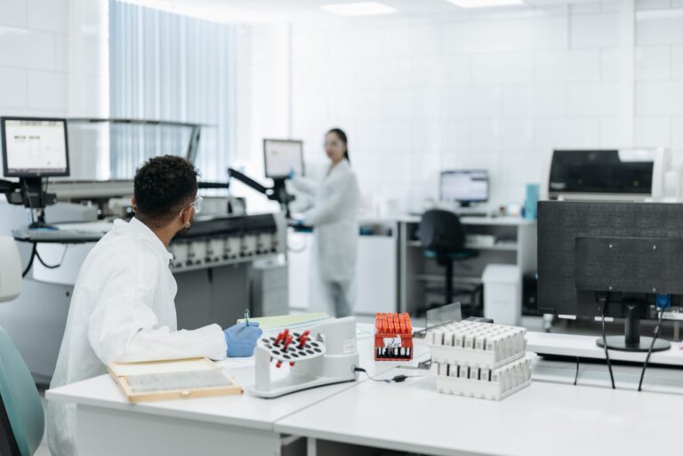 Scientist examining dna