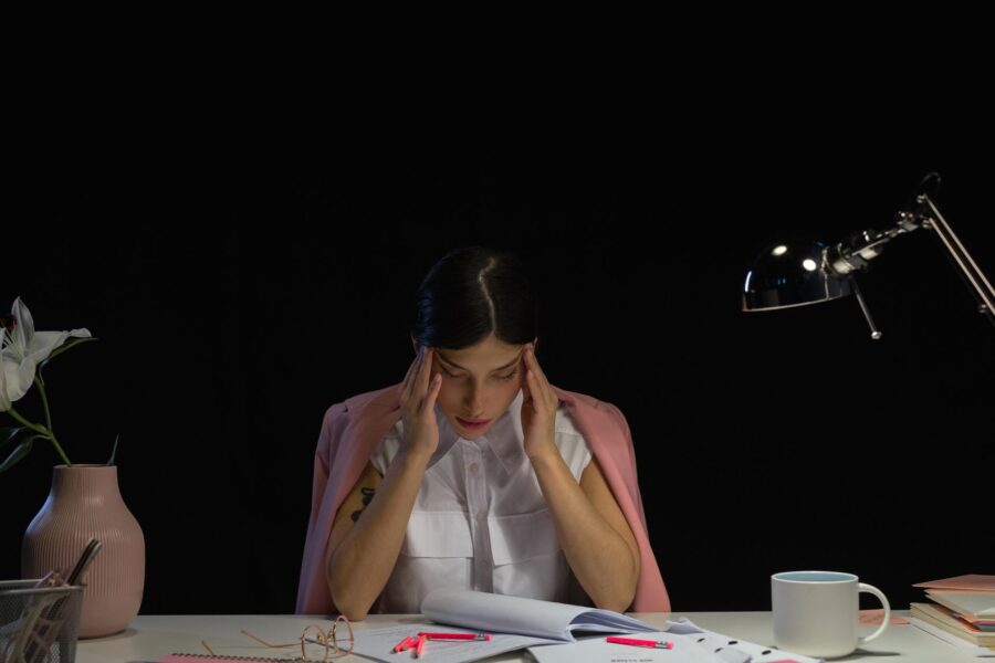 Woman sitting desk