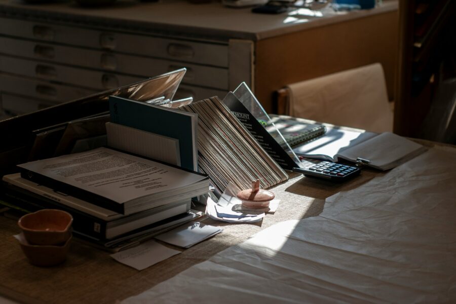 Student reading printed