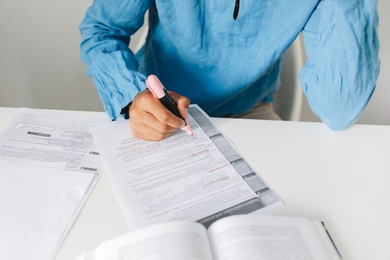 Researcher highlighting qualitative
