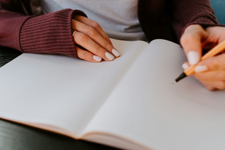 Researcher reading printed