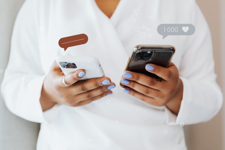 Person reading comments