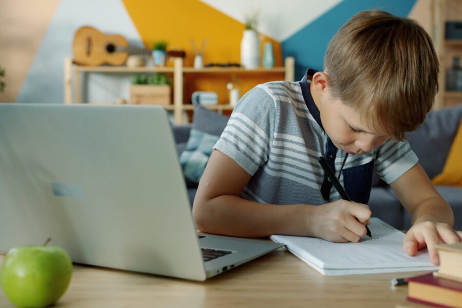 Student writing notebook