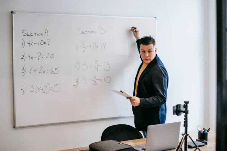 Teacher classroom whiteboard