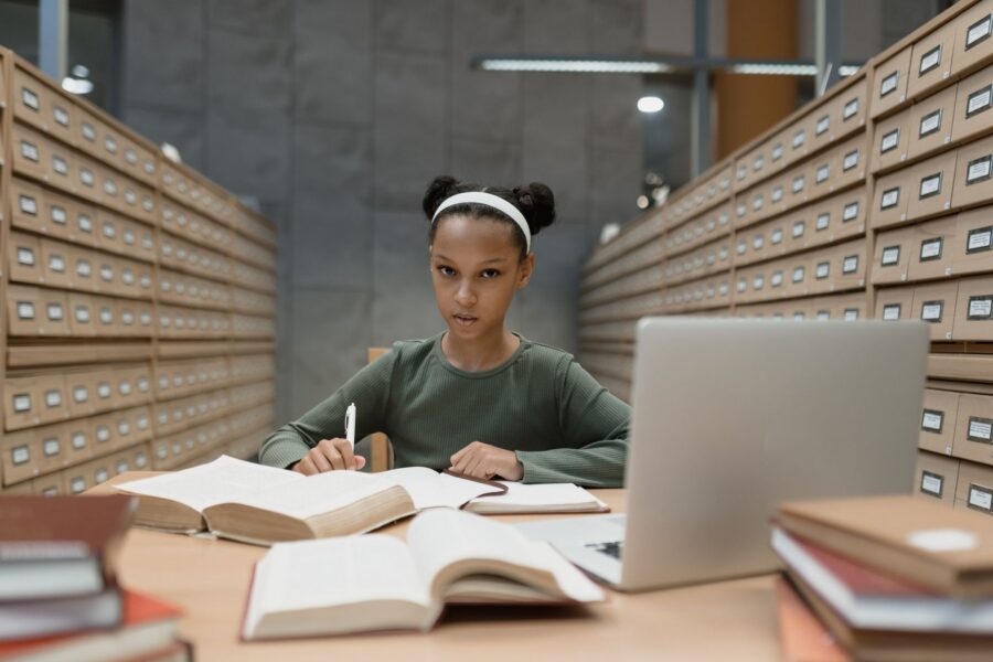 Student studying desk