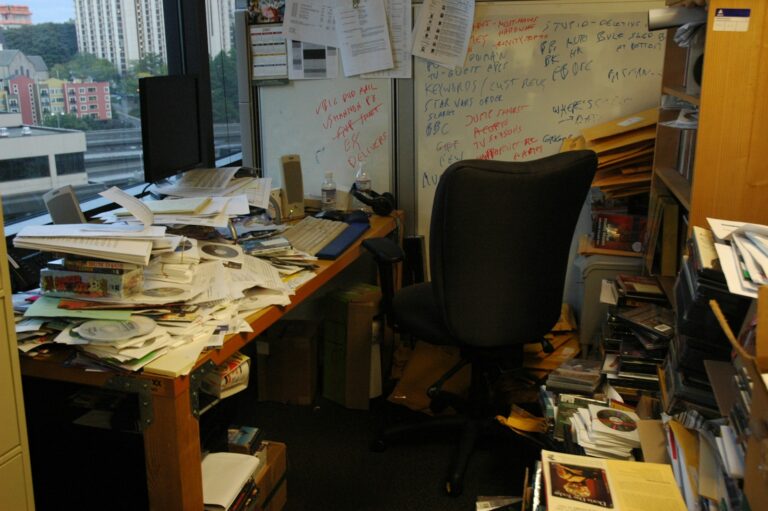 Researcher organizing notes