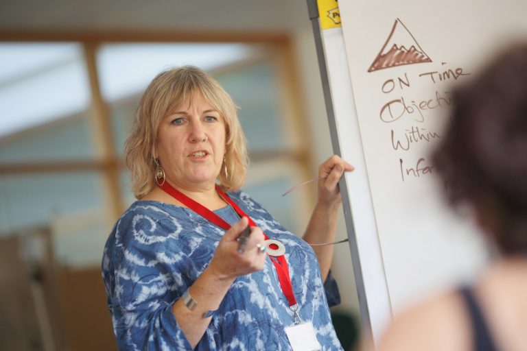 Teacher writing whiteboard