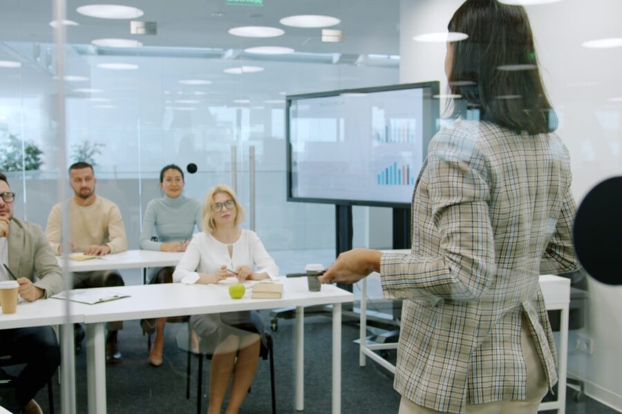 Person presenting slides