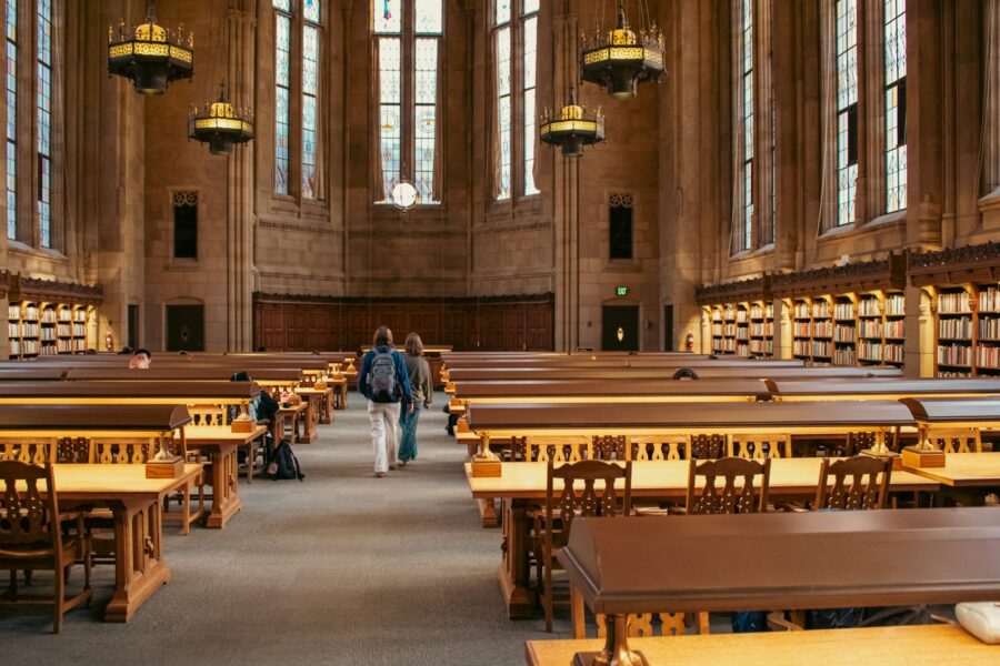 University library bookshelves