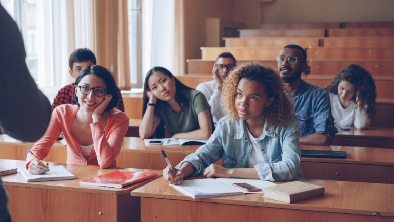 University classroom students